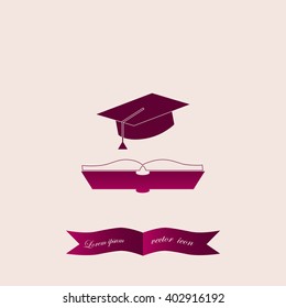 cap and book, education icon