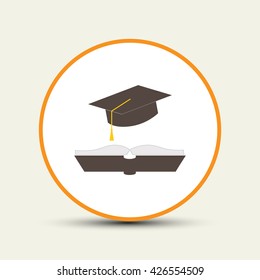 cap and book, education icon