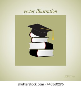 cap and book, education icon