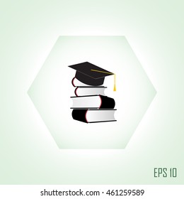 cap and book, education icon