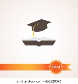 cap and book, education icon