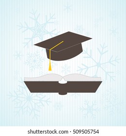 cap and book, education icon