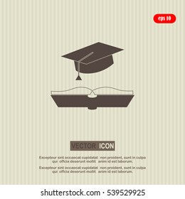 cap and book, education icon