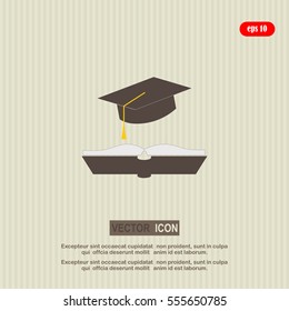 cap and book, education icon