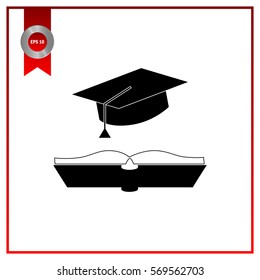 cap and book, education icon