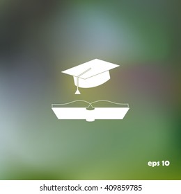 cap and book, education icon, vector