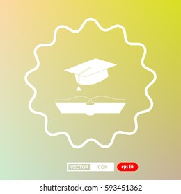 cap and book, education, icon, vector
