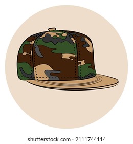 cap camouflage snap back illustration