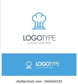 Cap, Chef, Cooker, Hat, Restaurant Blue Logo Line Style. Vector Icon Template background