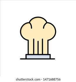 Cap, Chef, Cooker, Hat, Restaurant  Flat Color Icon. Vector icon banner Template