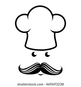 cap chef hat cooker mustache face job profession vector illustration isolated