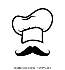 cap chef hat cooker mustache face job profession vector illustration isolated