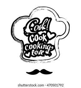 cap, chef, hat, vector, cooking, food, lettering, calligraphy