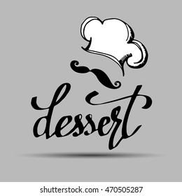 cap, chef, hat, vector, cooking, food, lettering, calligraphy