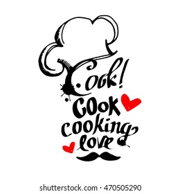 cap, chef, hat, vector, cooking, food, lettering, calligraphy