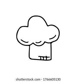 Casquillo para el ícono de doodle de cocina uniforme del chef aislado