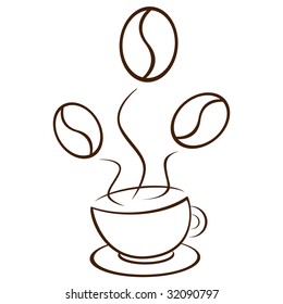 Cap of coffee with plant of steam