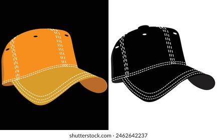 cap colorful illustration and silhouette vector,this cap is designed for sports lovers