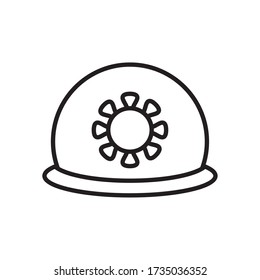 cap with coronavirus symbol icon over white background, line style, vector illustration