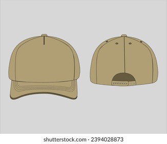 Cap Dad, Baseball Hat Technical Drawing Illustration Blank Streetwear Mock-up Template para Design and Tech Packs CAD Dad Hat