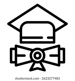 Cap degree icon. Outline cap degree vector icon for web design isolated on white background