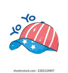 Icono de contorno relleno del vector del doodle de casquillo. archivo EPS 10