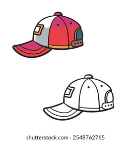 gorra. Dibujo. Dibujado a mano. Caricatura. Arte de línea. gorra de béisbol. Puedes cambiar el color que quieras. Fácil de editar. Ilustración vectorial