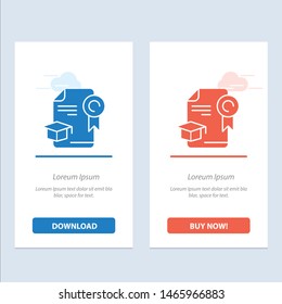 Cap, Education, Graduation, Award  Blue and Red Download and Buy Now web Widget Card Template. Vector Icon Template background