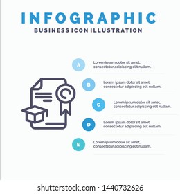 Cap, Education, Graduation, Award Line icon with 5 steps presentation infographics Background