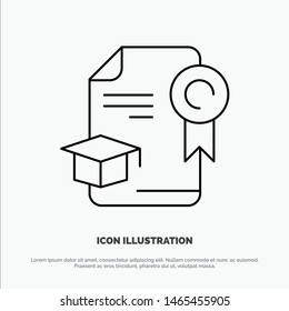 Cap, Education, Graduation, Award Line Icon Vector. Vector Icon Template background