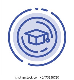 Cap, Education, Graduation Blue Dotted Line Line Icon