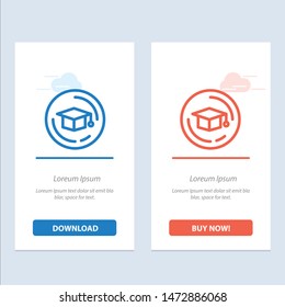 Cap, Education, Graduation  Blue and Red Download and Buy Now web Widget Card Template