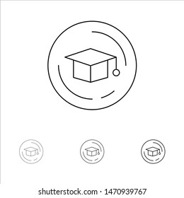Cap, Education, Graduation Bold and thin black line icon set. Vector Icon Template background