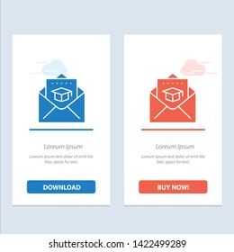 Cap, Education, Graduation, Mail  Blue and Red Download and Buy Now web Widget Card Template