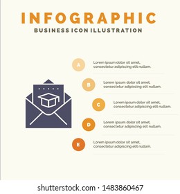 Cap, Education, Graduation, Mail Solid Icon Infographics 5 Steps Presentation Background