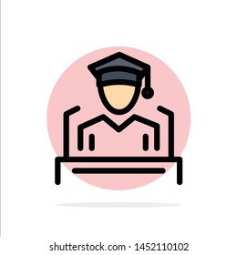 Cap, Education, Graduation, Speech Abstract Circle Background Flat color Icon