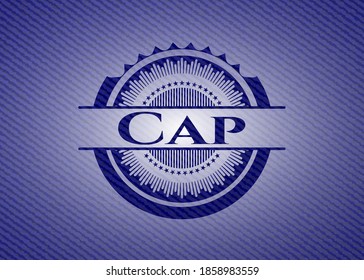 Cap emblem with jean background. Vector Illustration. Detailed. 