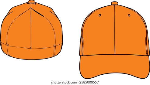 Cap with the extended shade, representing P-cap front and rear view. Editable vector, easy to change color or size. EPS 10