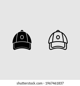 cap fill and outline icon set isolated vector illustration