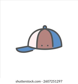 cap filled outline icon. hat color line illustration.