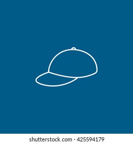 Cap Flat Icon On Blue Background