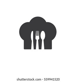 ?ook cap with fork, knife and spoon icon