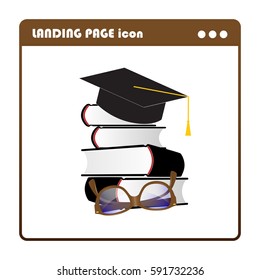 cap, glasses  and book, education