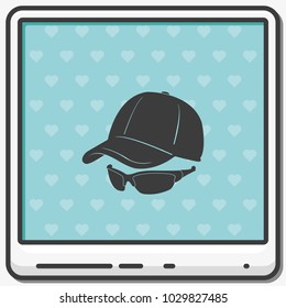 Cap and glasses flat vector icon.