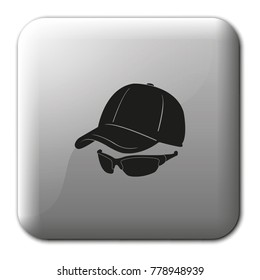 Cap and glasses flat vector icon.