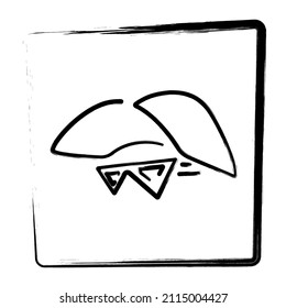 Cap glasses icon. Brush frame. Vector illustration.