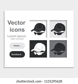 Cap and glasses placed on web page template flat vector icon.