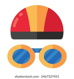 Cap with goggles icon in flat design