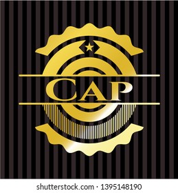 Cap gold shiny emblem. Vector Illustration. Detailed.