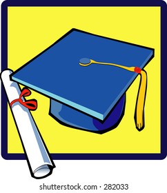 Cap gown and diploma